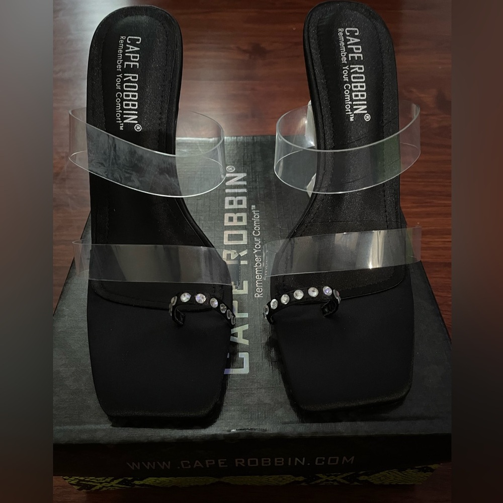 Clear heel sandals